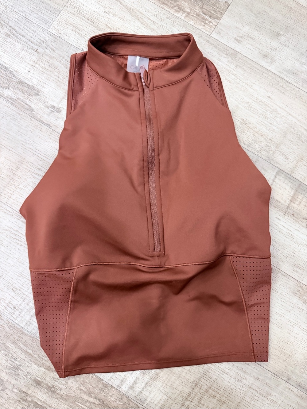 CALIA by Carrie Underwood Rust Brown Zip-Front Tank - Picture 1 of 5